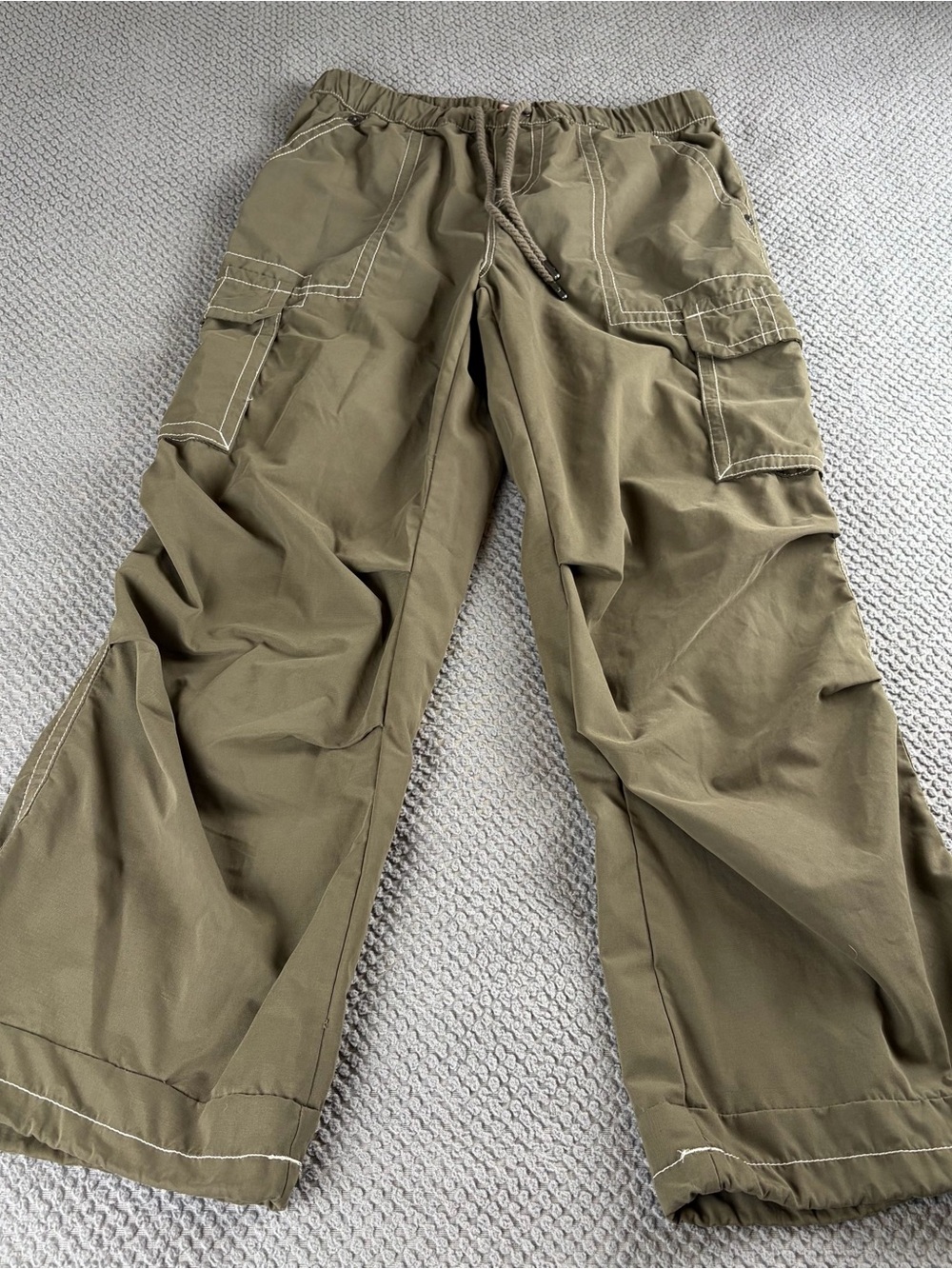 True Religion Olive Bobbi baggy Cargo Pants with Contrast Stitching 29